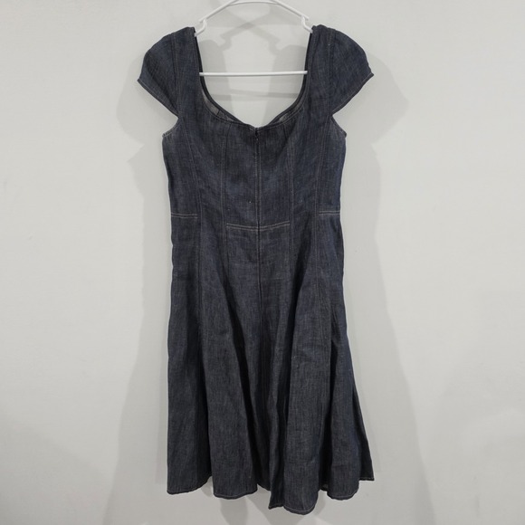 Talbots Linen Chambray Dress Size 2 Petite Blue Sundress Summer Mini - Picture 4 of 11